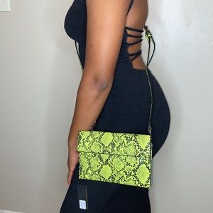Green snake print bum bag Clearance